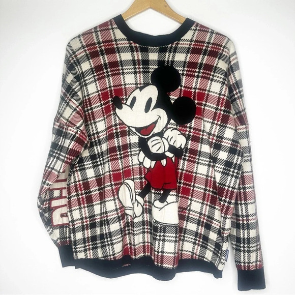 Disney Spirit Jersey - Holiday Mickey Plaid Sweater - LARGE - Picture 1 of 4